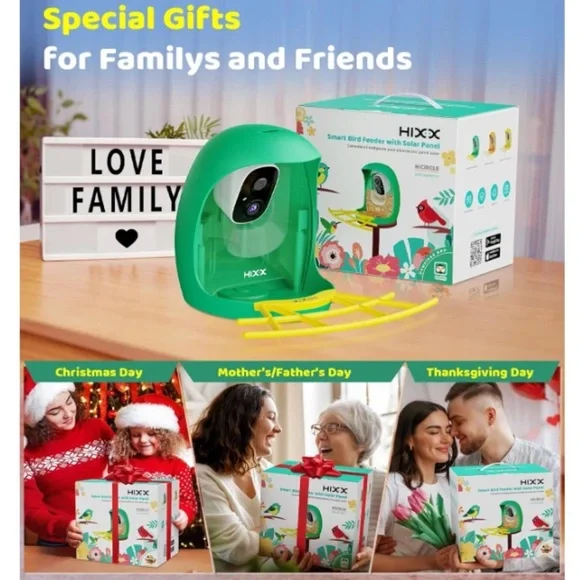 HIXX® Bird Feeder w/ Camera Solar Power Live Bird Watching Camera w/ AI Identify - Picture 9 of 13